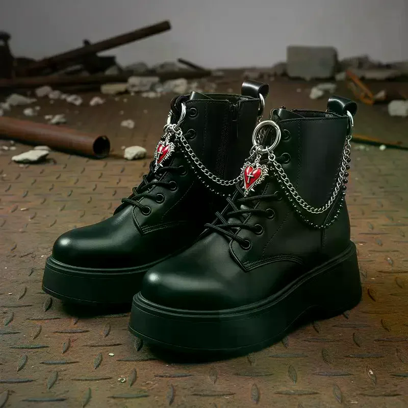 1/2pc Red Heart Cross Shoe Buckle Versatile Thorns Roses Titanium Steel Chain Decorative Accessory Boots Shoe Party Diy Jewelry