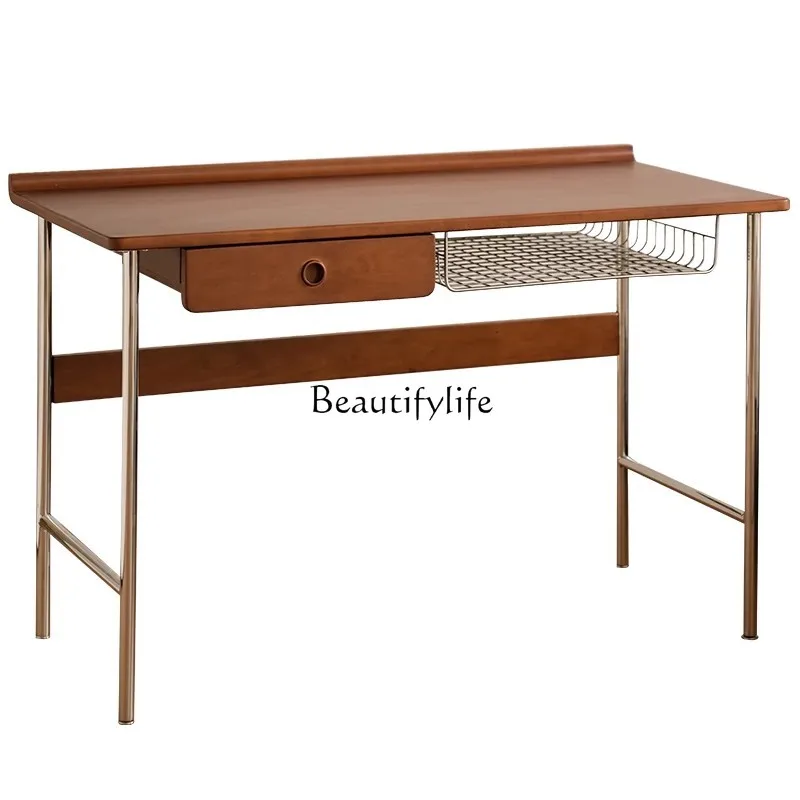

Bedroom study solid wood desk dresser integrated office stainless steel table