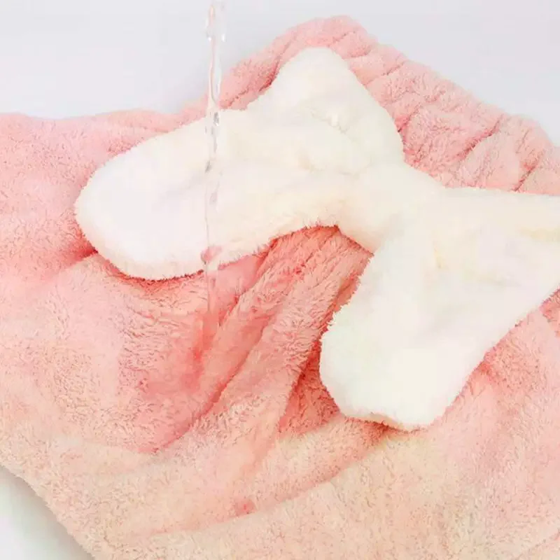 قبعة منشفة شعر من الألياف الدقيقة للنساء والفتيات، شعر سريع الجفاف، عمامة للاستحمام، لفافة شعر ناعمة مع فيونكة فراشة لطيفة #5