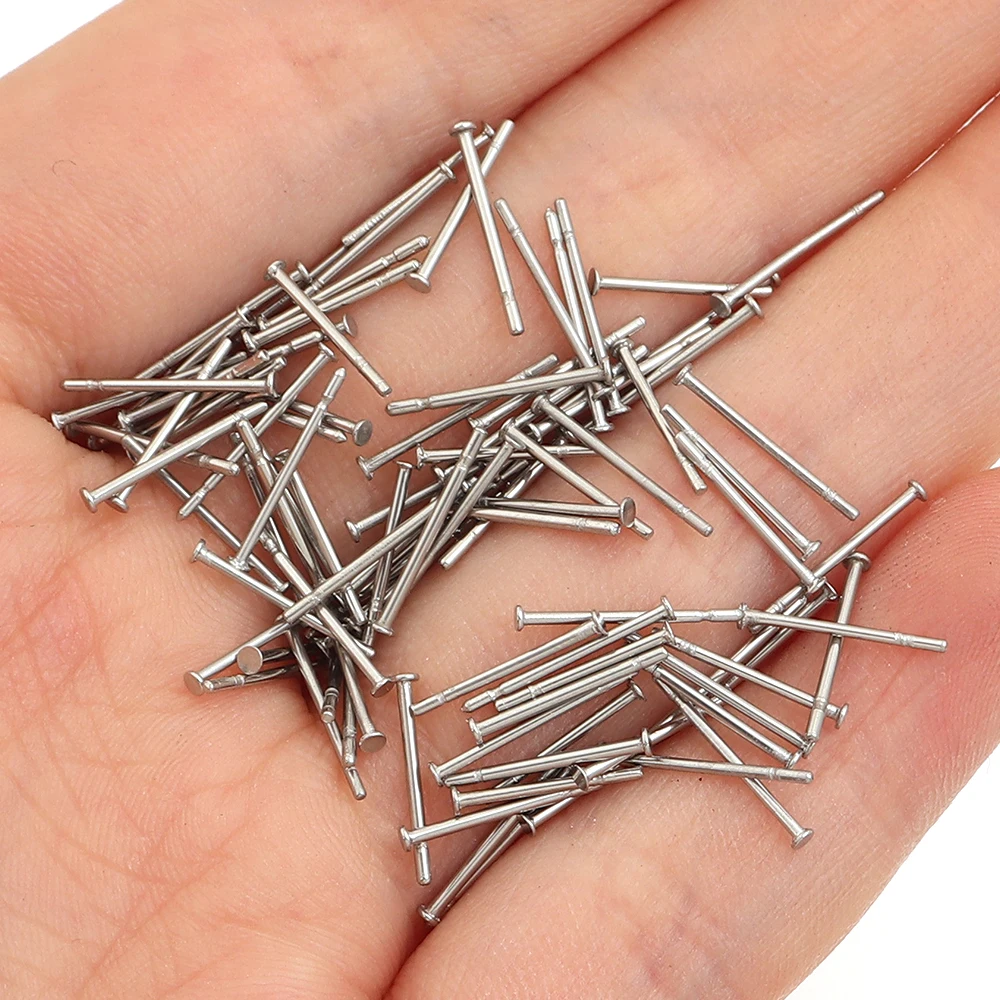 200pcs/lot 316 Stainless Steel Flat Head Ear Pins Earring Studs Blank Post Base Pins For DIY Earrings Piercing Jewelry Making view 5