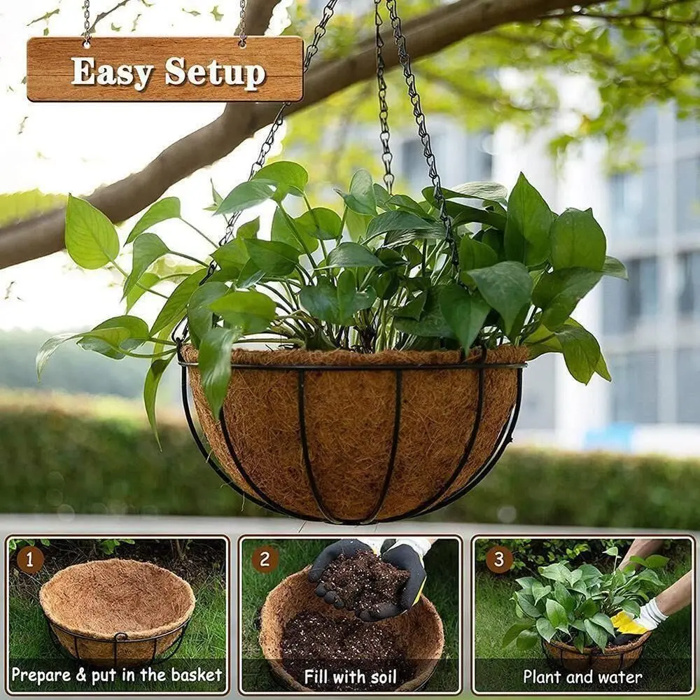 Thick Hanging Basket Liner Coconut Liners for Planters 100% Natural Coco Basket Replacement Liner Outdoor Garden Accessories