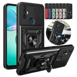 For TCL 30 SE Case Shockproof Armor Slide Lens Protect Coque For TCL 30SE tcl30se 4G Car Magnetic Holder Ring Stand Back Cover