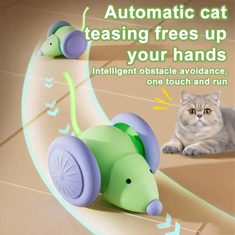 Smart Electric Cat Toy Racing Mouse Car Automatic Correction Obstacle Avoidance Self Entertaining Toy For Cats And Dogs
