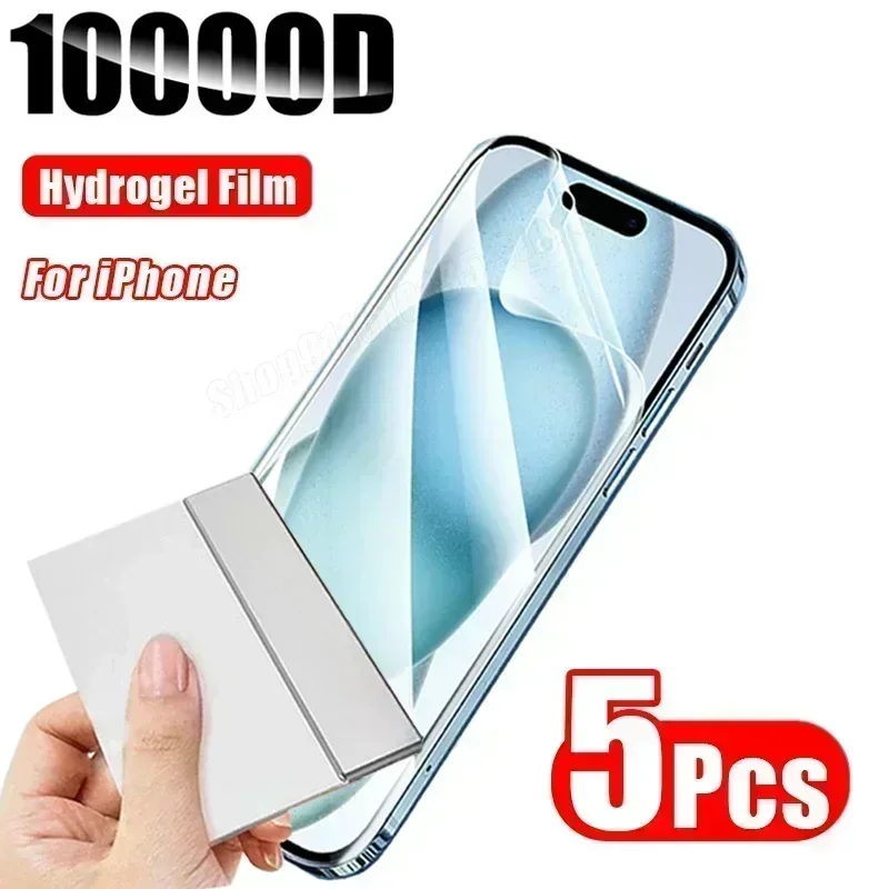 5PCS Hydrogel Film For iPhone 15 14 13 12 11 Pro Max Mini Screen Protector for iPhone 15 14 Plus X XS XR SE 2020 2022 Not Glass