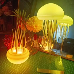 Modern Jellyfish Desk Lamp Rechargeable Type-C Powered Color Changing Lamp Suitable for Home Decor Office Bedroom Lighting