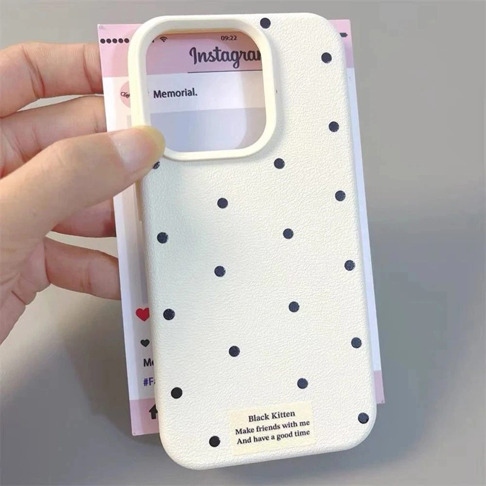 Funda de teléfono de silicona con diseño de lichi Poin de onda negra para IPhone 16 12 13 14 15 Pro Max 16 15 14 Plus, funda de parachoques a prueba de golpes