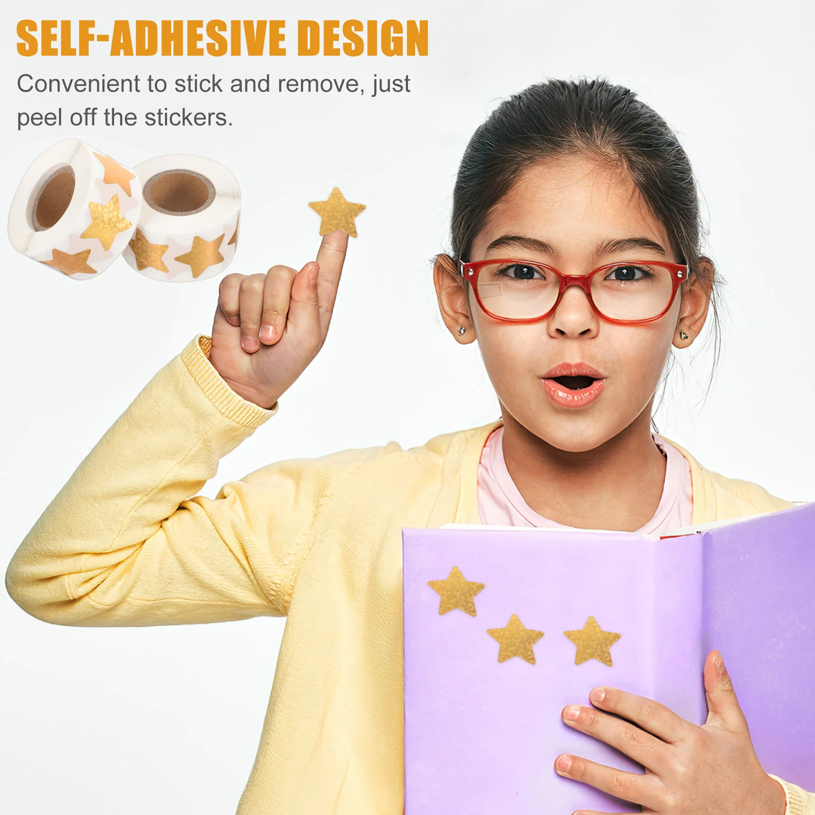 

2 Rolls Reward Star Stickers Shiny Star Stickers for Kids Classroom Packaging Craft Decoration Labels Gift Packaging Decals