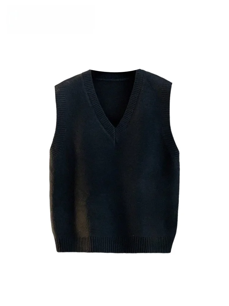 

plus Size Knitted V-Ne Sweater Vest Women's Casual Faion Autumn Winter Thiened Inner Wear Cotton Wool Blend