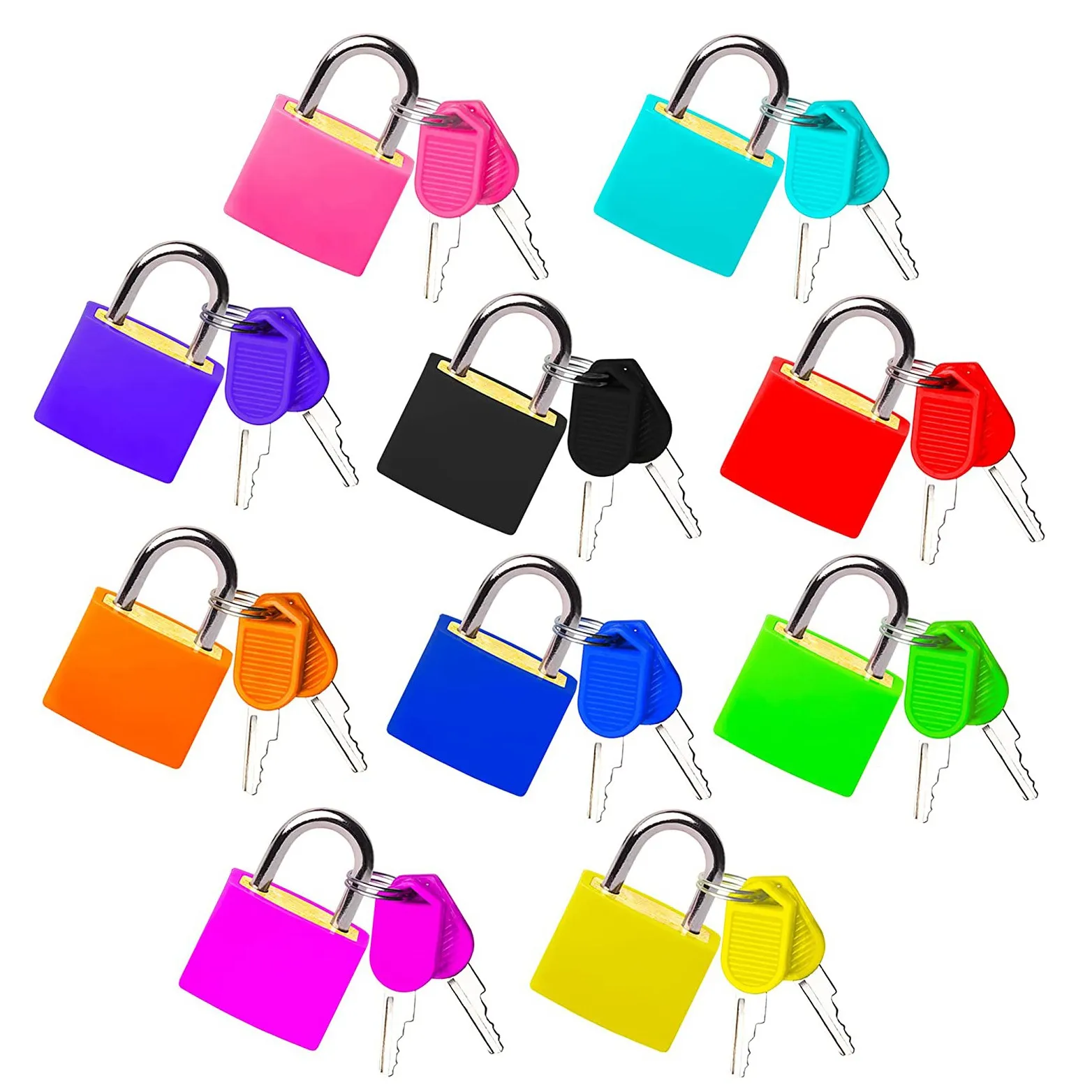 ABFN-10Pcs กุญแจขนาดเล็กล็อคที่มีสีสันและกุญแจกระเป๋าเดินทาง Locker กระเป๋าเป้สะพายหลังล็อคกลางแจ้ง MINI กุญแจสําหรับโรงเรียน GYM