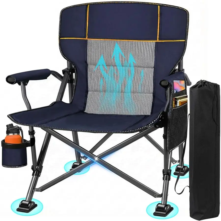 

Deaaa Oversized Camping Chairs, Heavy Duty Support 450 LBS, Foldable Outdoor Chair with Padded Back amp Arm, Folding Lawn Chair