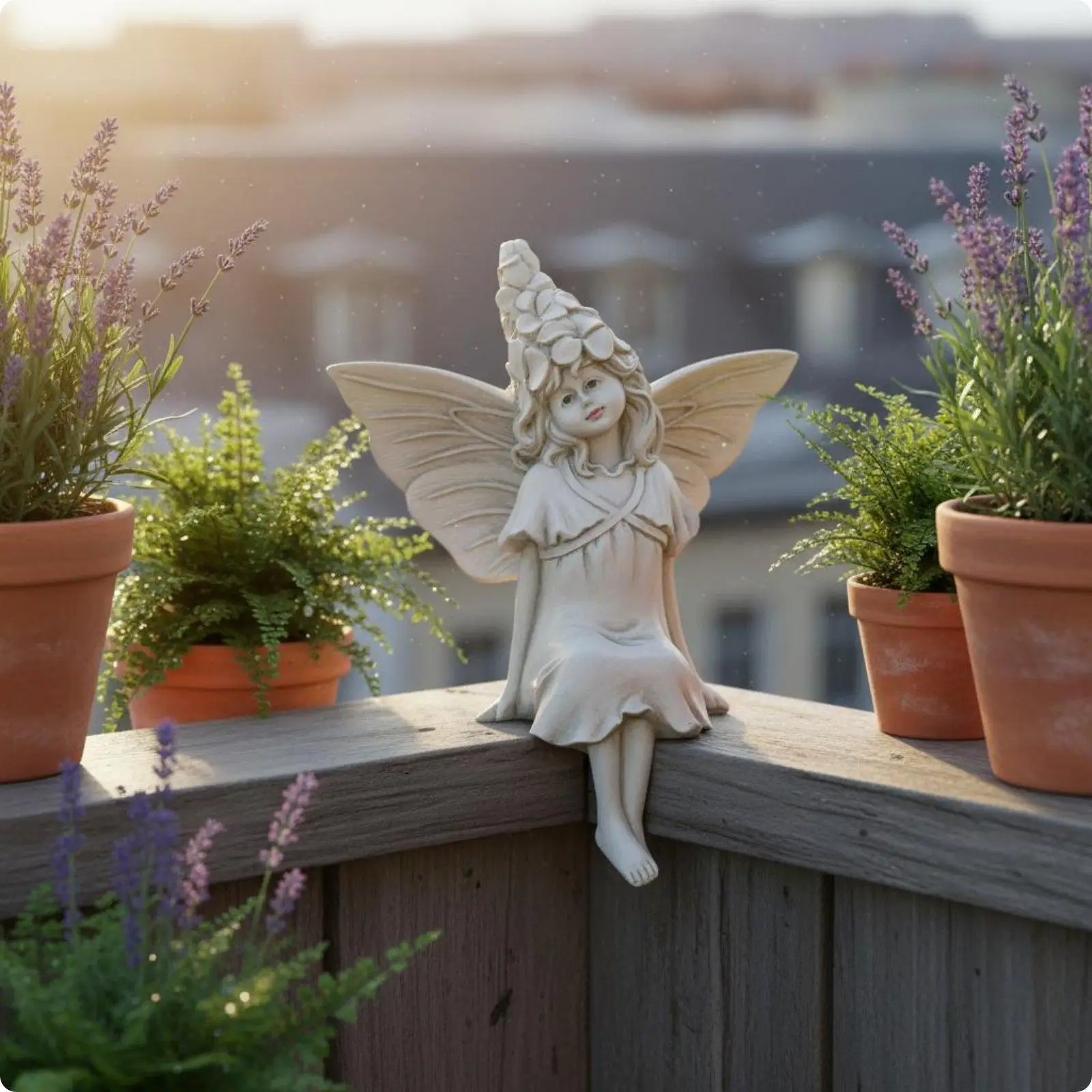 Angel Resin Statue Garden Fairy Figurine Decorative Sculpture for Home Balcony Patio Ornament