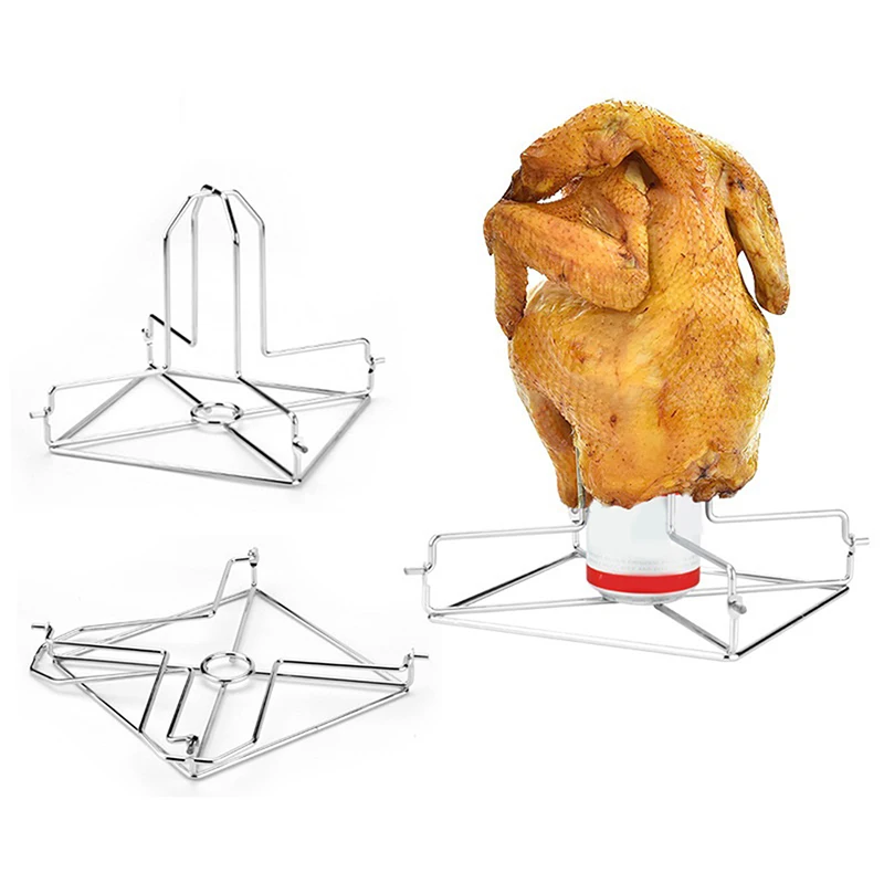 

Stainless Steel Folding Chicken Roaster Holder Rack Bbq Baking Pan Grilling Tool Accessories Indoor Grill