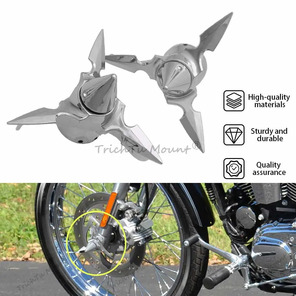 

1 пара колпачков для гаек передней оси для Harley Sportster Touring Dyna Softail V-Rod Trike Street 2002-2016, хромированные чехлы для вращающихся лезвий
