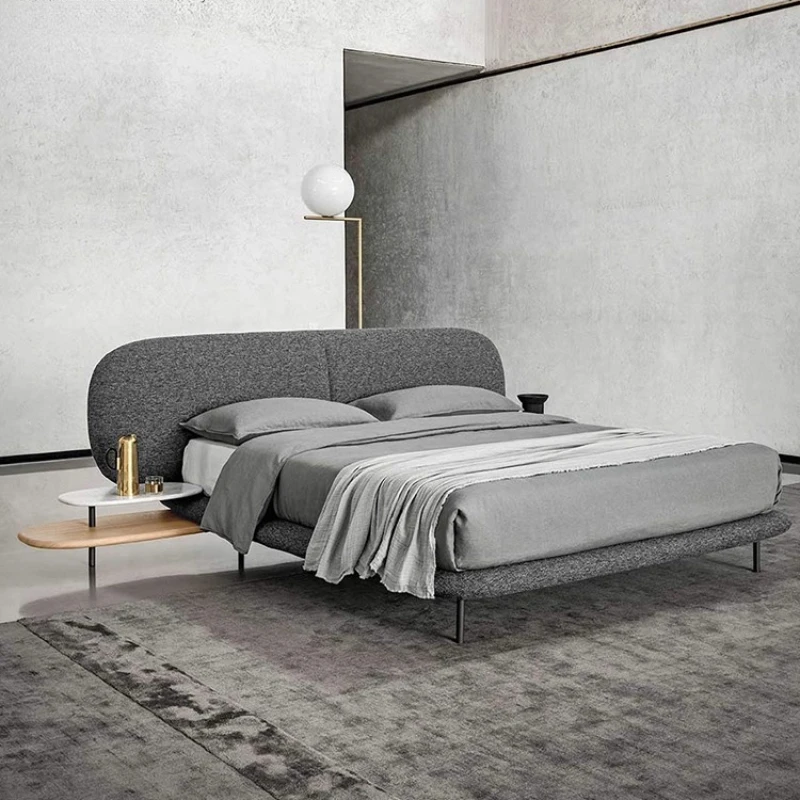 

Italian light luxury fabric double bed Nordic simple modern bedroom small apartment cloth 1.8 meters wedding bed