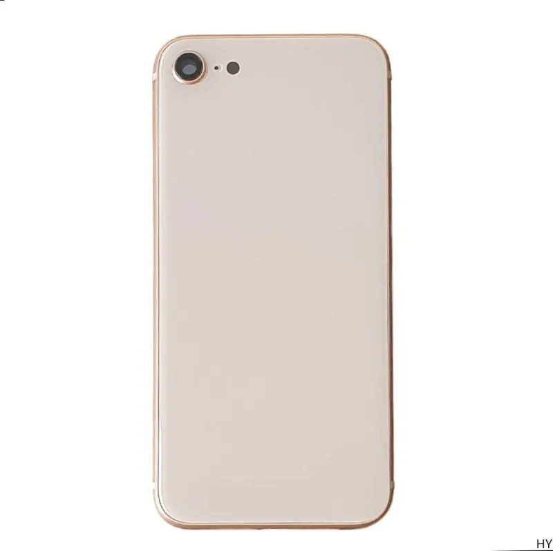 Glass Rear Housing + Frame compatibile with iPhone 8 | Back Cover Housing with frame and side key (Gold)