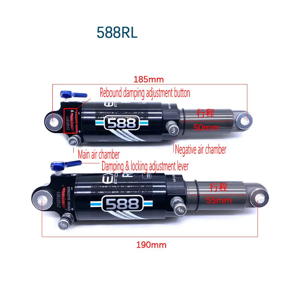 ABSORBER 588RL length 190MM/185MM BIKE MOUNTAIN BIKE REAR BLADDER 588RL REAR SHOCK ABSORBER DUAL AIR PRESSURE