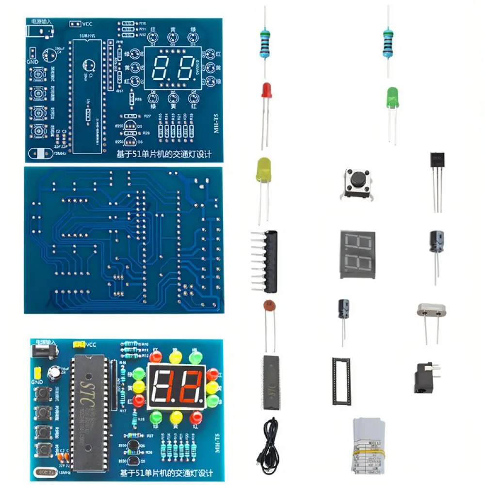 Traffic Light Control DIY Set 51 Microcontroller Electronic Engineering Student Practice Hardware Learning Module