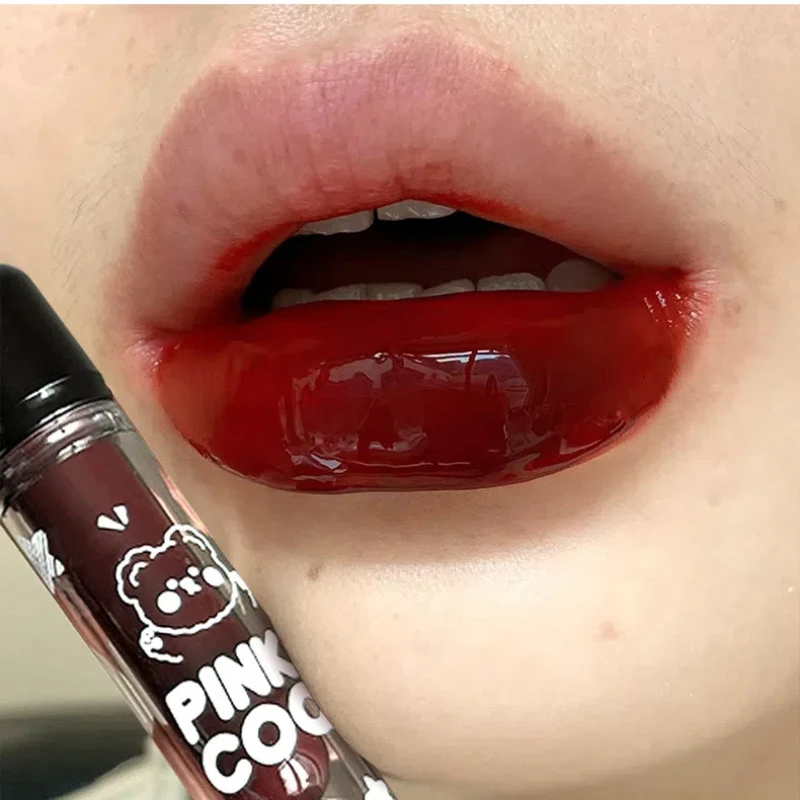 Punk Juice Red Lipgloss Black Mirror Glass Water Light Clear Lip Glaze Wodoodporna nieprzywierająca pomadka w płynie Nude Lip Tint Makeup