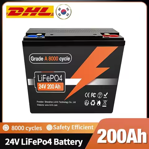 24V 200Ah LiFePO4 Lithium Battery, Built-in 200A BMS, Rechargeable Battery, RV/Camper, Solar, Marine, Overland/Van, Off-Grid