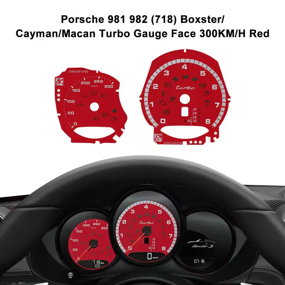 Panel de Instrumentos con Indicador de Turbo para Porsche 981 982 (718) Boxster / Cayman / Macan 280KM/H 300KM/H Blanco, Rojo, Amarillo