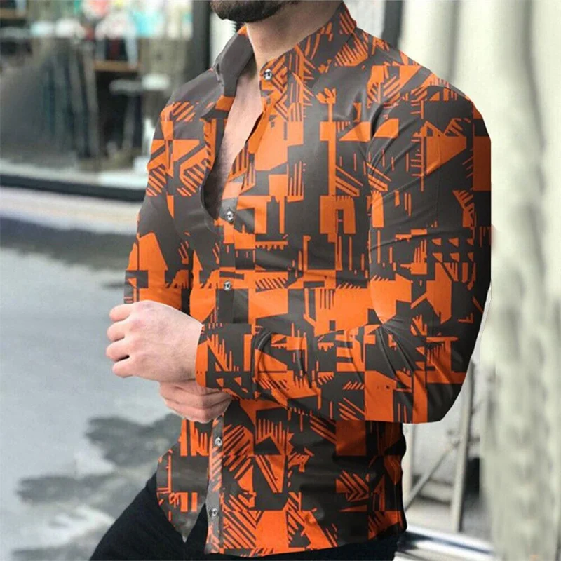 Luxury new 2023 men's shirt trendy single-breasted shirt casual pattern printing long-sleeved shirt men's party shirt S-6XL