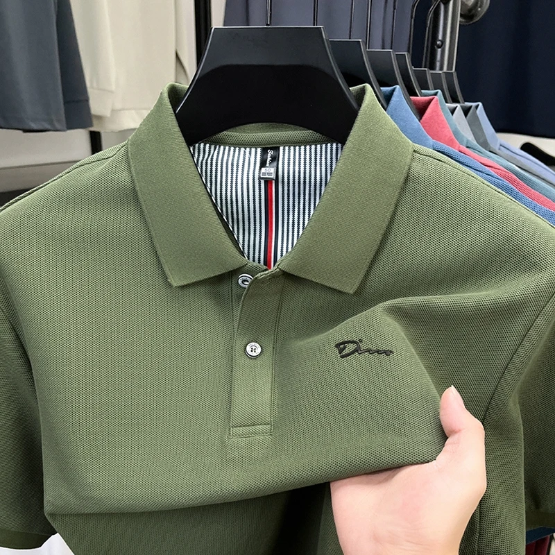 Cotton 100% Men's Luxurious Summer Short-sleeved Polo shirt Pullover High-quality Breathable T-shirt Casual Fashion Men Clothing