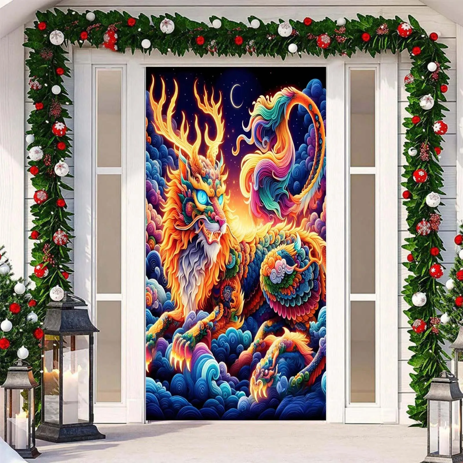 

90x200cm Dragon Door Frame Background Door Frame Party Curtain Background Cloth Porch Decoration Event Dress for Women Elegant