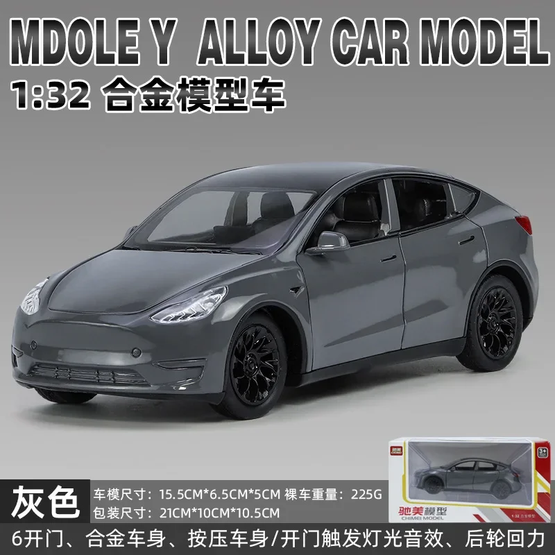 1:24 Tesla Model Y High Simulation Diecast Metal Alloy Model car Sound Light Pull Back Collection Kids Toy Gifts