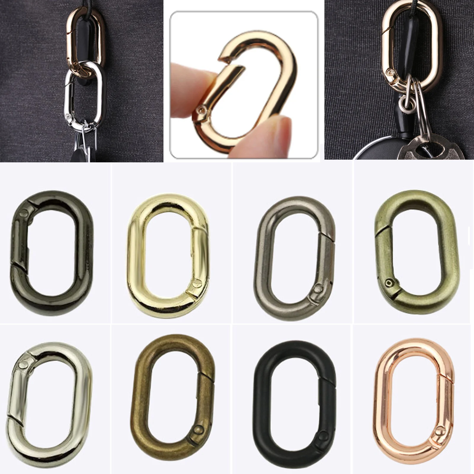 1pcs Zinc Alloy Metal Oval Spring Ring Buckle Multi-Functional Heavy Duty Hook Bag Hardware Accessories Strap Webbing Hook