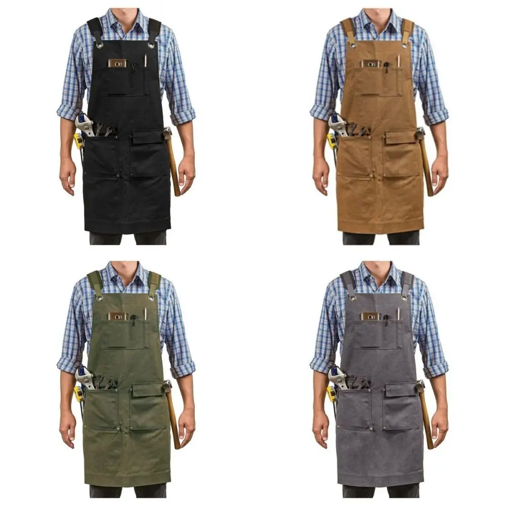 ポケット付きの耐摩耗性電気技師の作業エプロン、再利用可能な厚手のキャンバスツールバッグ、防塵大工の作業服、印刷服