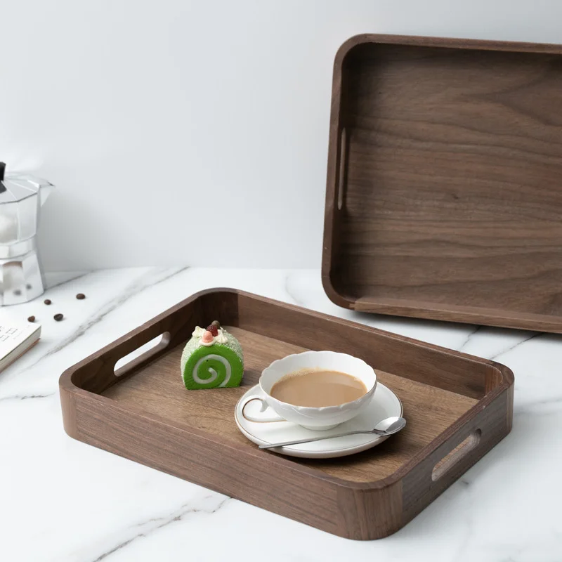 

Black Walnut Tray For Cutlery Fillet With Handle Wood Dried Fruit Tea Tray New Chinese Light Luxury Wind Service Tray