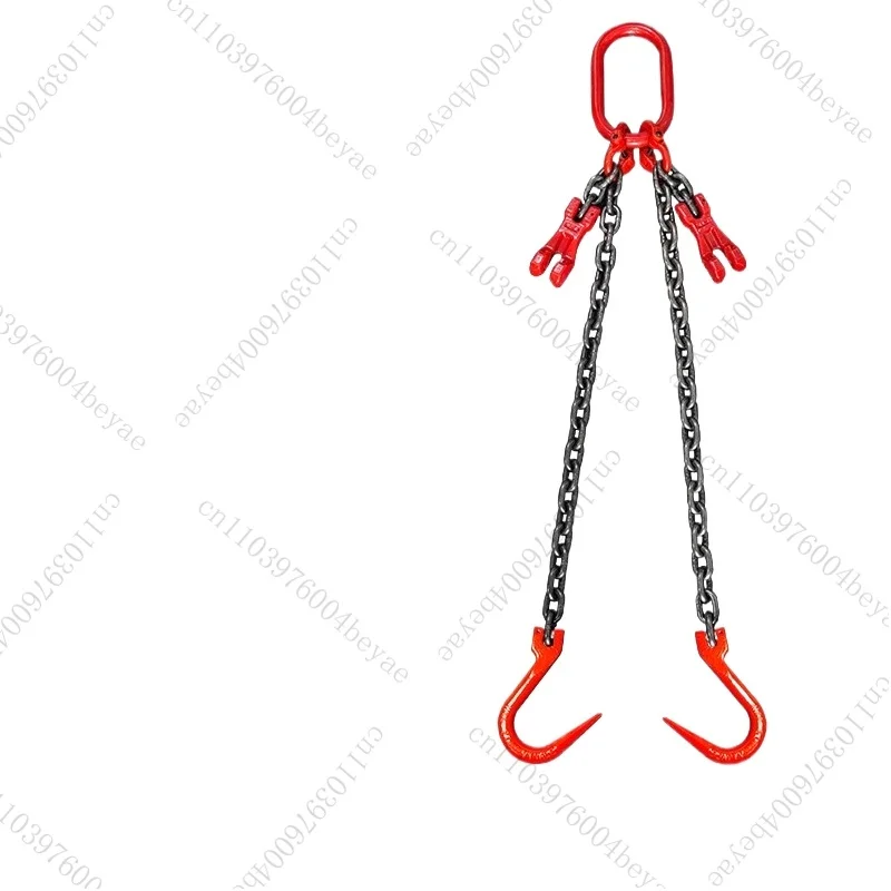Double Leg Lifting Chain Hook, Pointed Steel Pipe Hook, Adjustable Length Combination Rigging