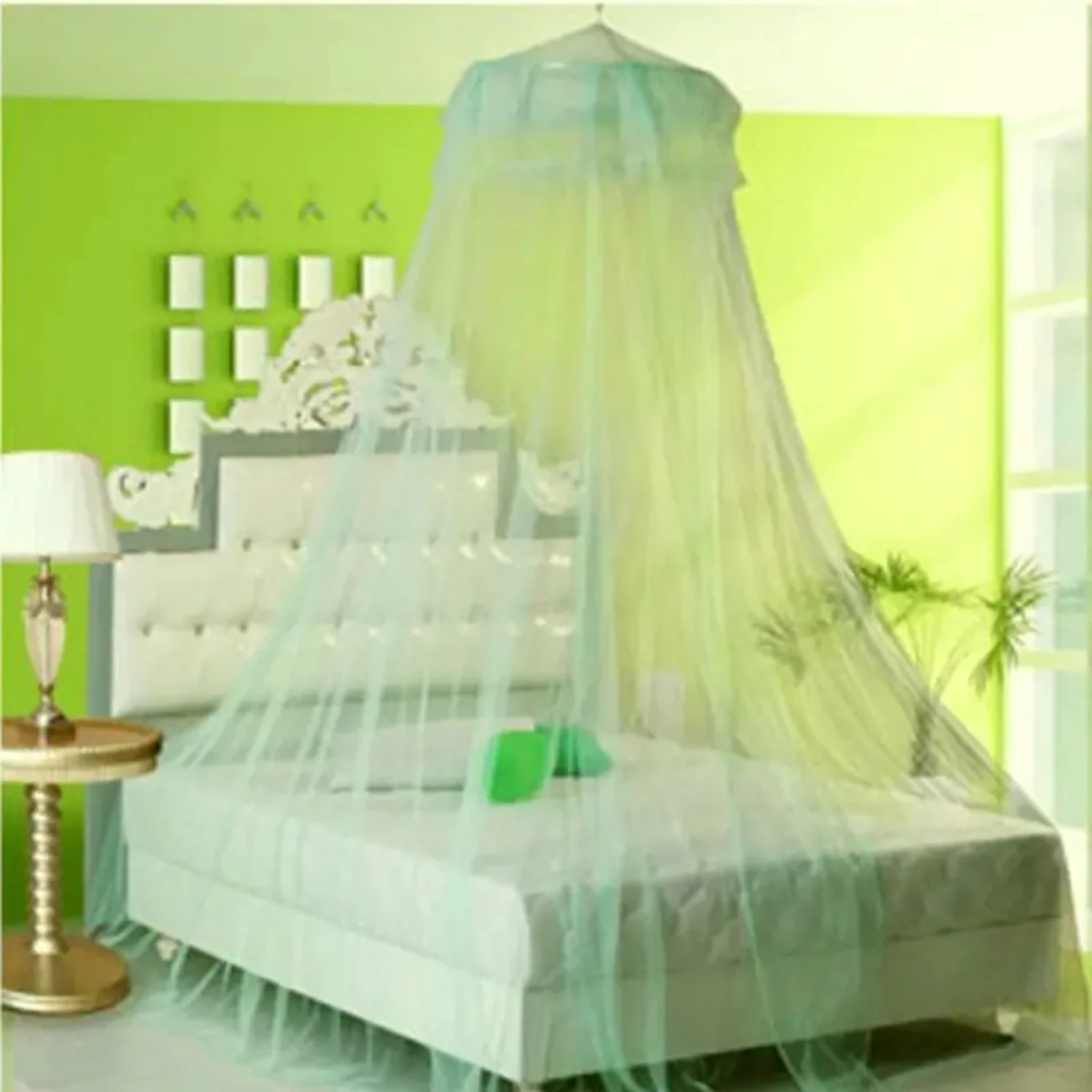 Dosel de encaje para cama doble de princesa para niña, mosquitera para dormitorio, cúpula colgada, cortinas redondas de red de insectos para un Luxuri, elegante, nuevo