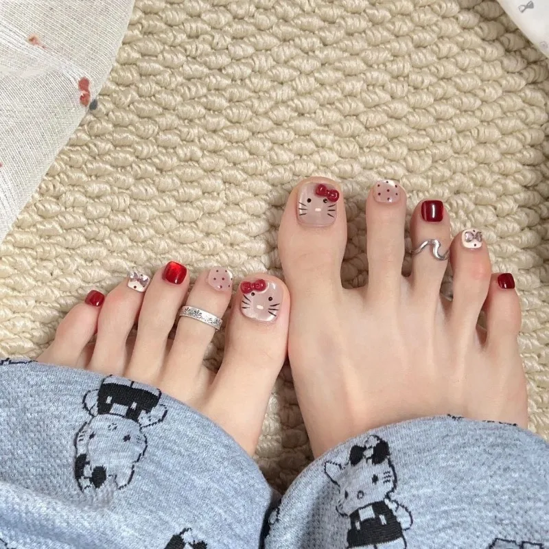 

Hello Kitty Anime Kawaii Sanrio Ins Fashion Handmade Nail Art Sticker Cute Cartoon Princess Wearing Patch Gifts for Kids