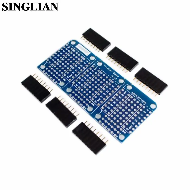 1set Triple Base Shield For D1 Mini Dua Sided Perf Board For Three Conjoined Hole Hole Board Extension Board With Pin