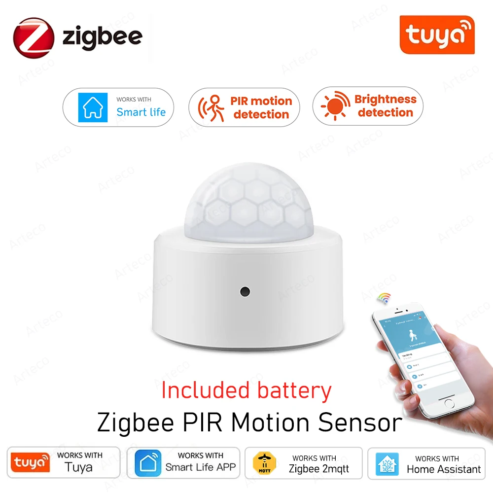 Tuya Zigbee PIR Motion Detector Smart Human Body Lux Light Sensor Infrared Security Alarm Motion Sensors Support Home Assistant