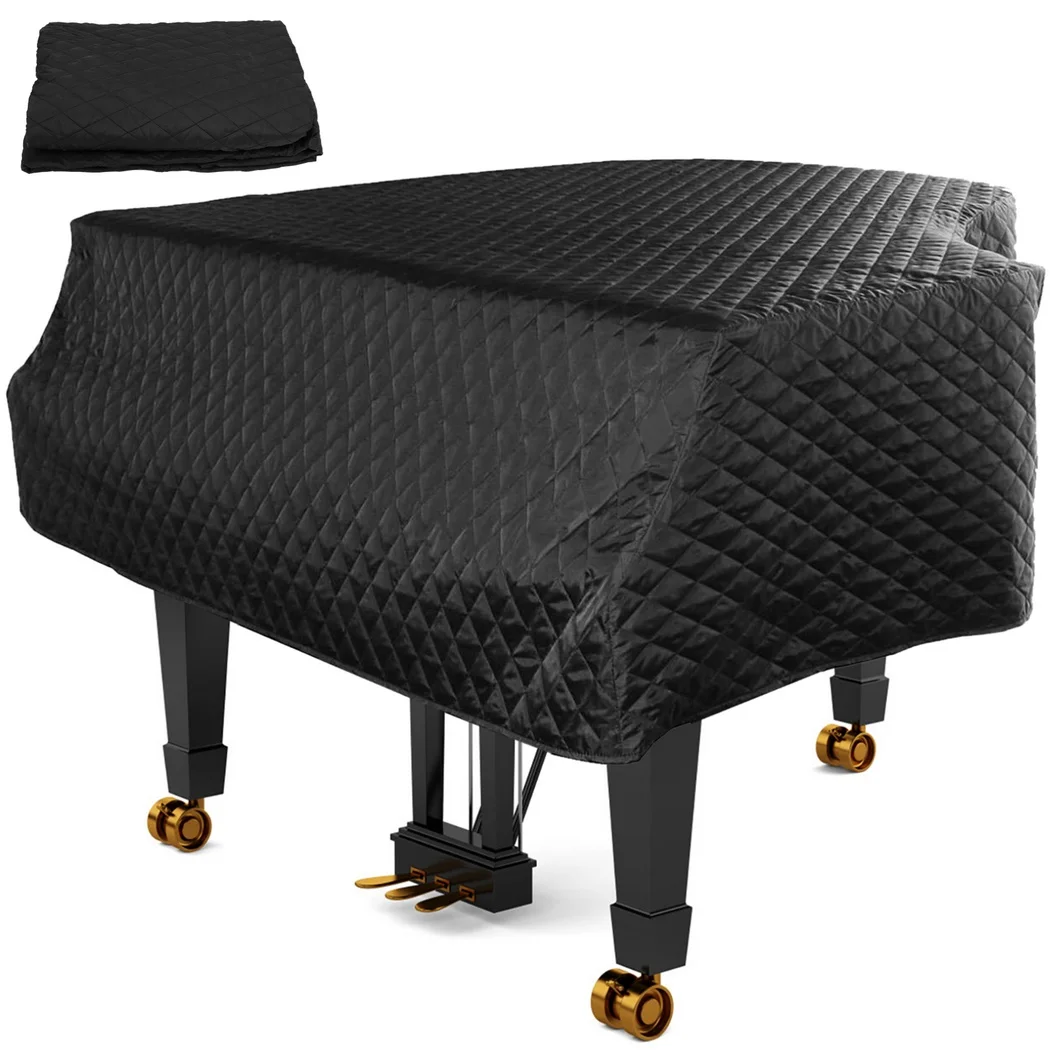 Black Grand Piano Cover Piano Full Cover Dustproof Soft Nylon Cotton Piano Cover 62.9”x59.8” Piano Protective Grand Pianos Cover