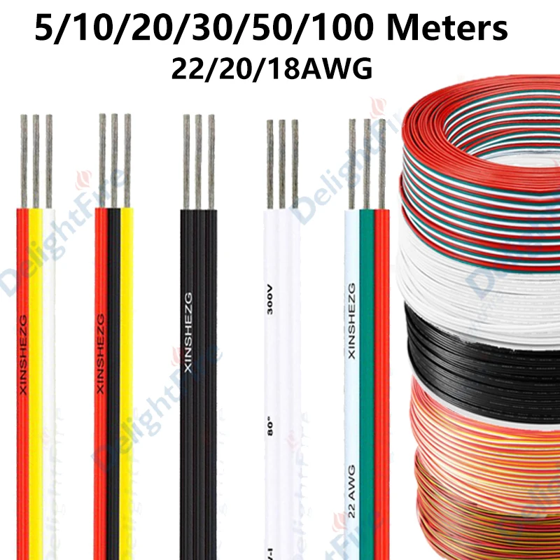 Câble de bande LED Flexible à 3 broches, fil électrique en cuivre étamé PVC, fil d'extension LED 12V pour bande lumineuse LED WS2811 SK6812