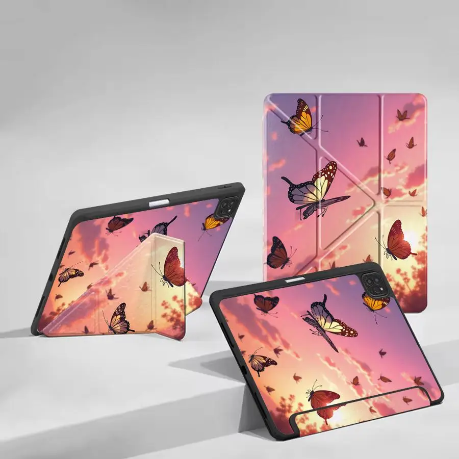 

Tablet Case For iPad Air M2 1 2 M4 Air 2025 4 5 M3 Pro 10th 7th 11th 9th 8th Mini 7 6 Holder Cover Black Butterfly Sunflower