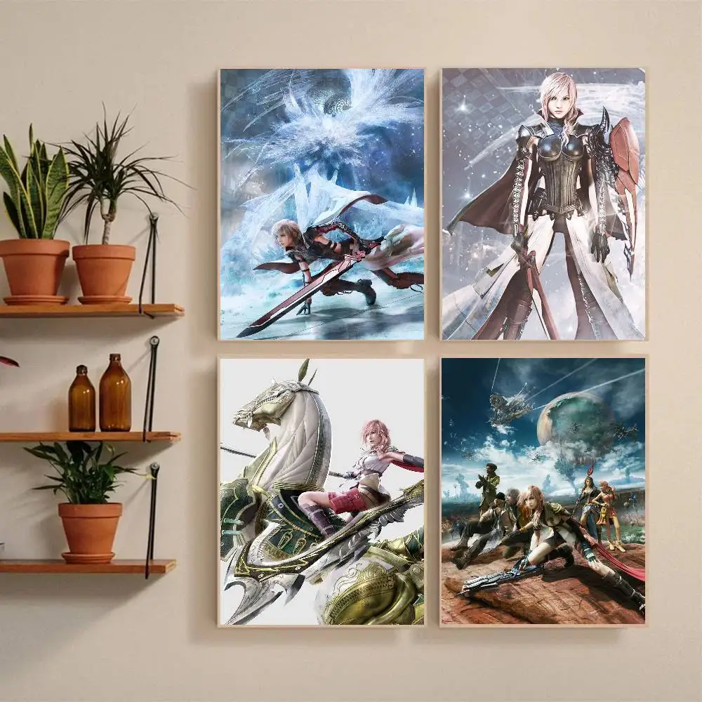 Video Game L-ightning F-inal F-antasy  Poster Self-adhesive Art Waterproof Paper Sticker Coffee House Bar Room Wall Decor