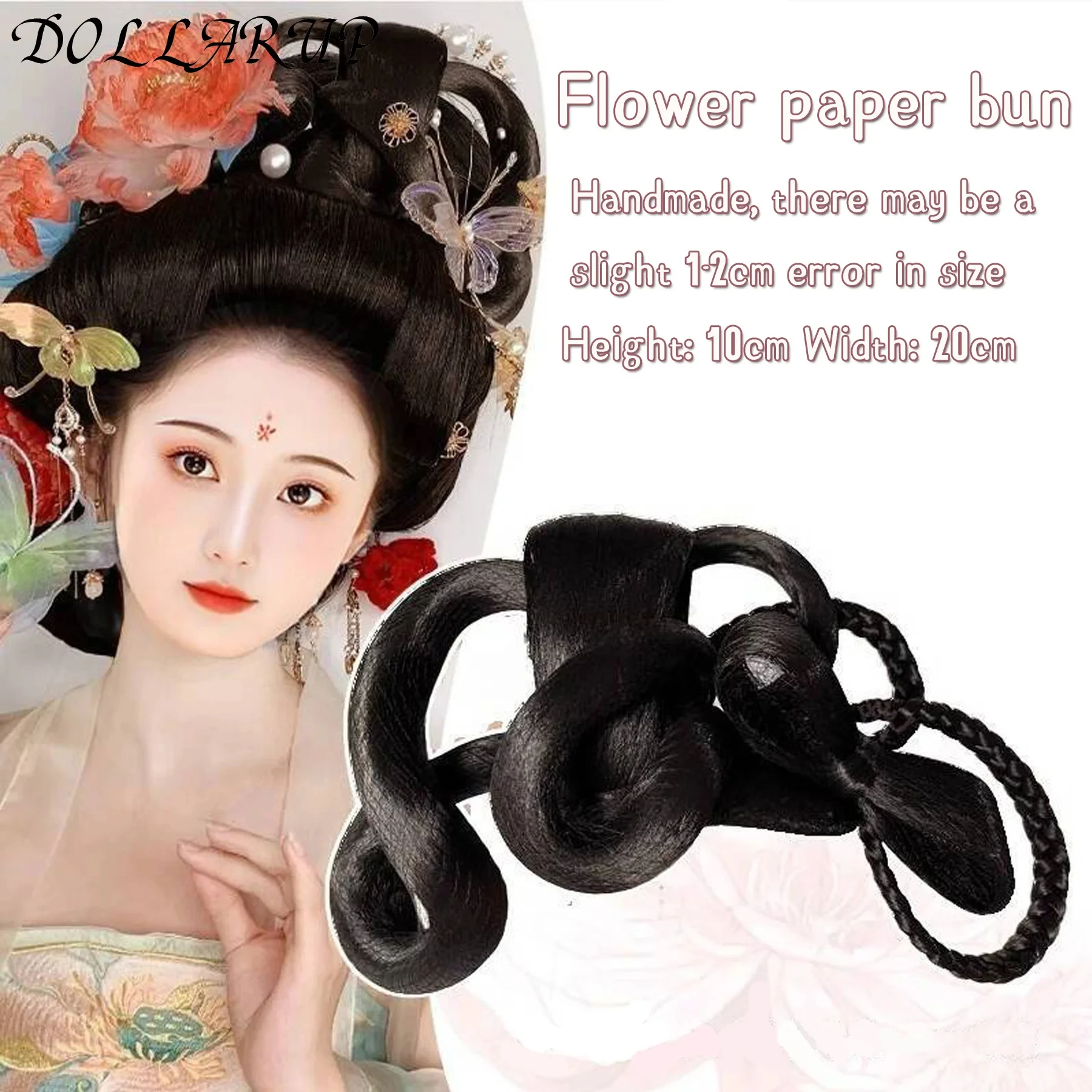 JKL Synthetic Antique Hanfu Wig Women's One Piece Lazy Wig Bag Antique Twisted Hair Knot Daily Versatile Styling Pad