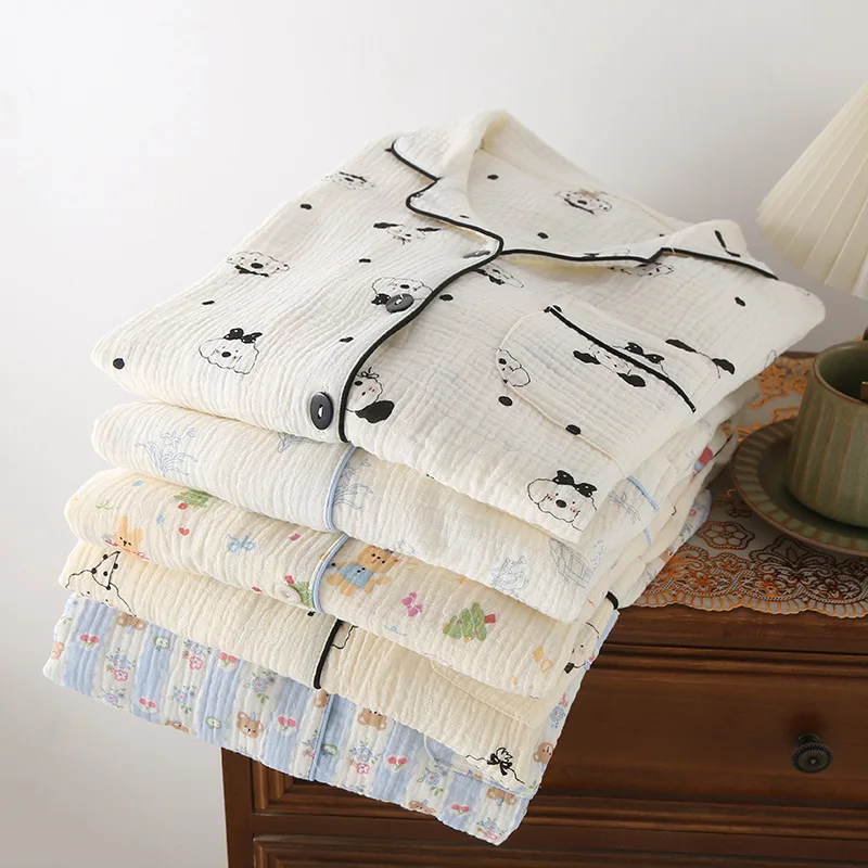 

Multi Colors Cotton Cartoon Printed Women's Home Clothes Long Sleeved Long Pants Breathable and Comfortable Pajamas Set