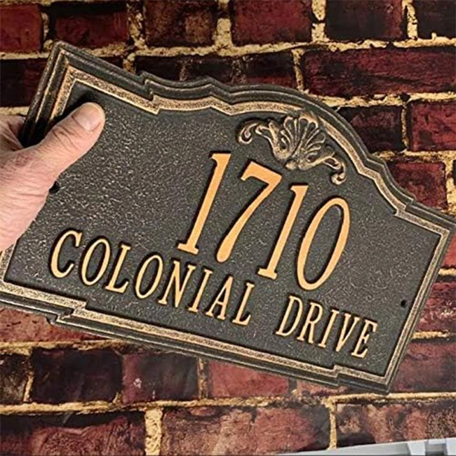 Factory Custom Engraved Logo Antique Copper Brass Room House Nameplate Metal Label Name Plates Tag For Office Door Furniture