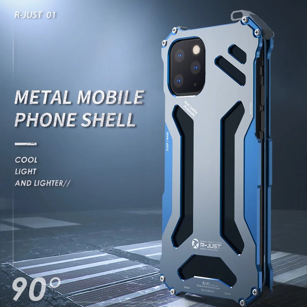 Luxury R-just Aluminum Metal Phone Case For Apple Iphone 14 15 Plus 13 12 11 Pro Max Shockproof Slim Hard Back Cover