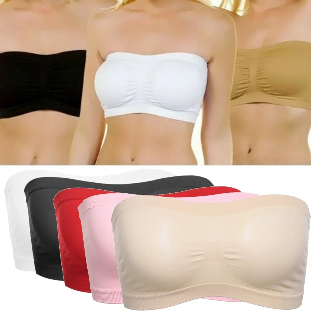 Women Breathable Mesh Tube Bra Seamless High Elastic Wrapped Sexy Invisible Strapless Chest Wraps Tube Tops Pregnant Mothers Bra