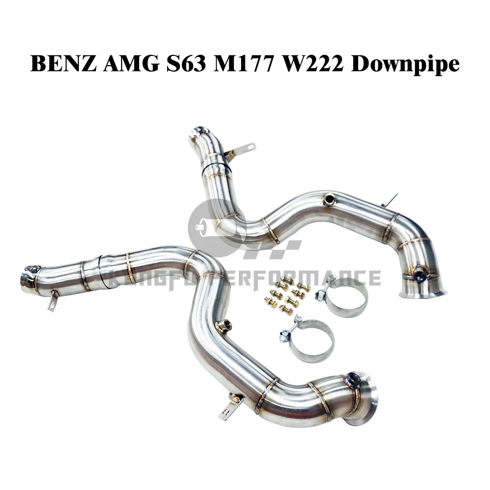 

KUNGFU PERFORMANCE SS304 S63 Downpipe For Mer cedes AMG S63 W222 C218 A218 M177 4.0 2017+ Exhaust Front Pipe kit