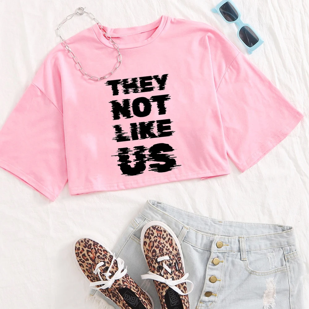 They Not Like Us POP Music Shirt Girls O-Neck Casual Women Crop Shirts for Fan Gift Tops