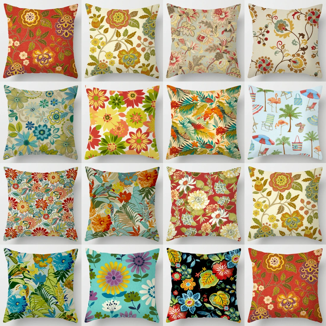 Hot Hipster Hand Painted Floral Pillows Case Polyester Throw Pillows Case Tropical Flowers Spring Decorative Pillows Sofa Couch