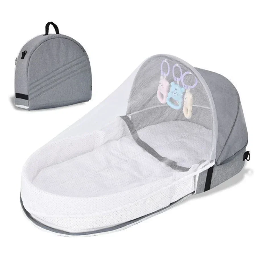 Portable Foldable Baby Travel Bed Versatile Infant Nest with Mosquito Net Multi-functional Mommy Bag Crib in Bed