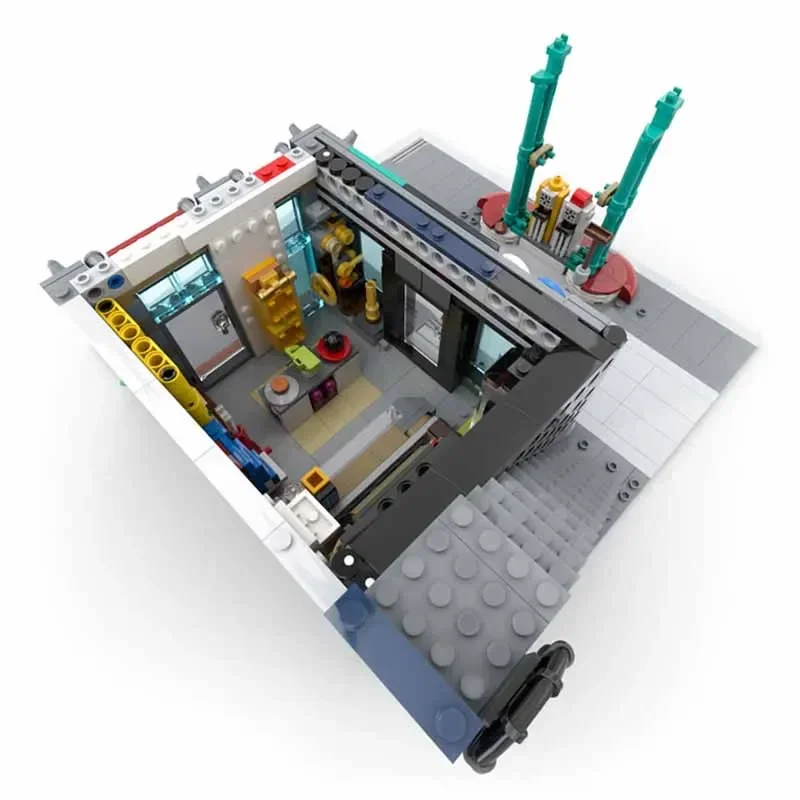 Moc Building Blocks Modular Street View Gas Station Technical Bricks DIY Assembly Construction Toys For Child Holiday Gifts